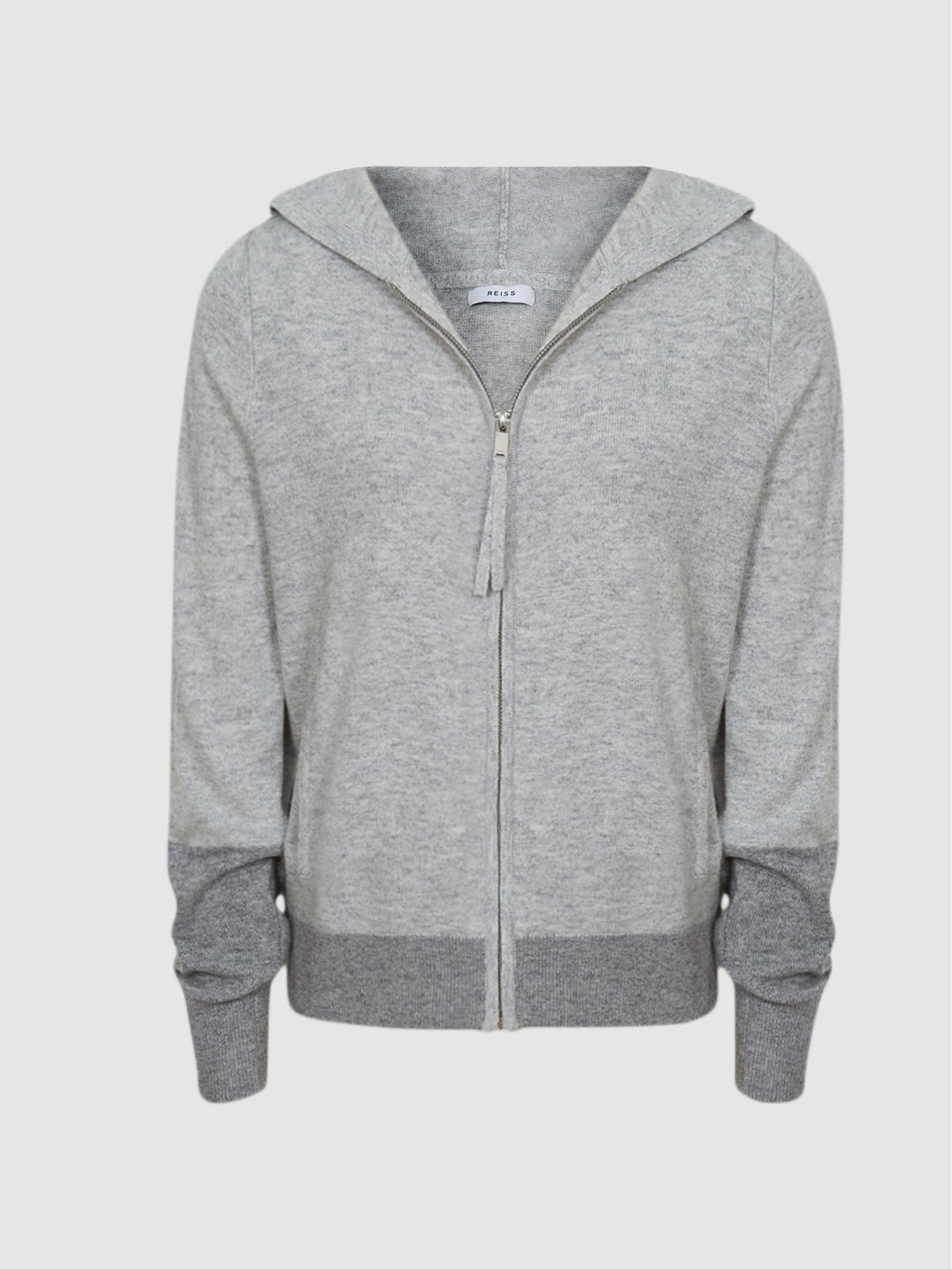 Women’s gray cashmere blend sweatshirt with hood