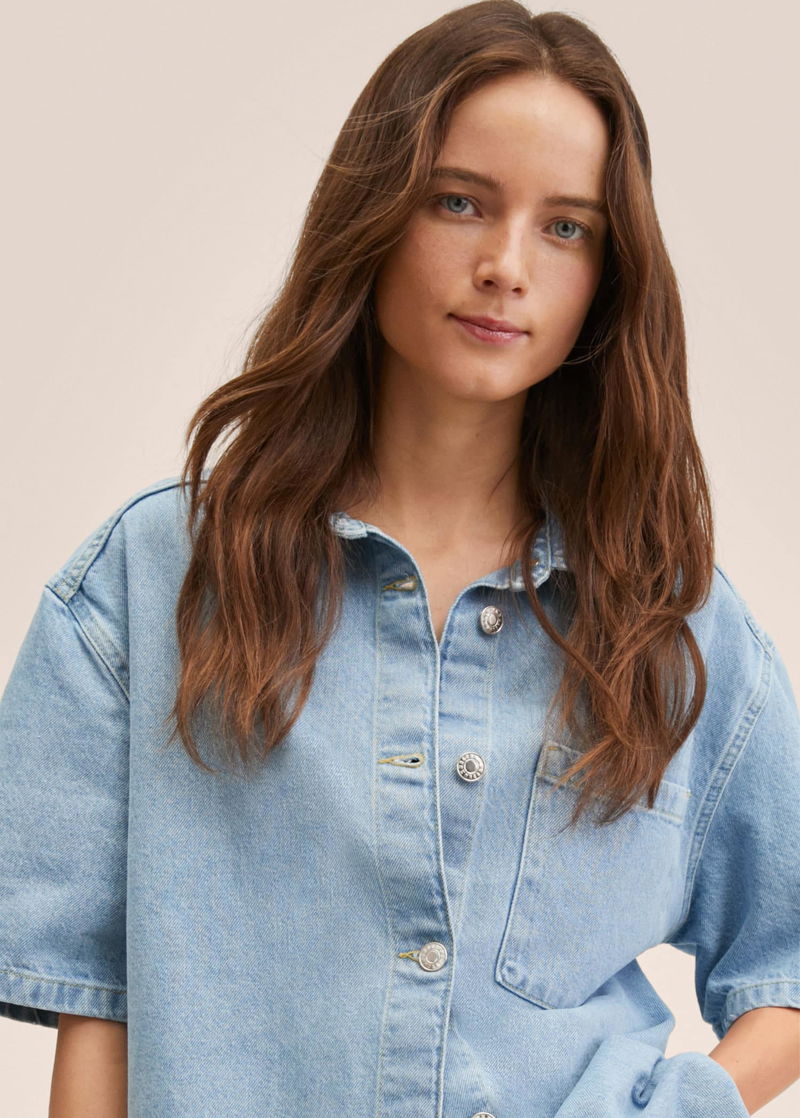 MANGO Short-Sleeved Denim Shirt