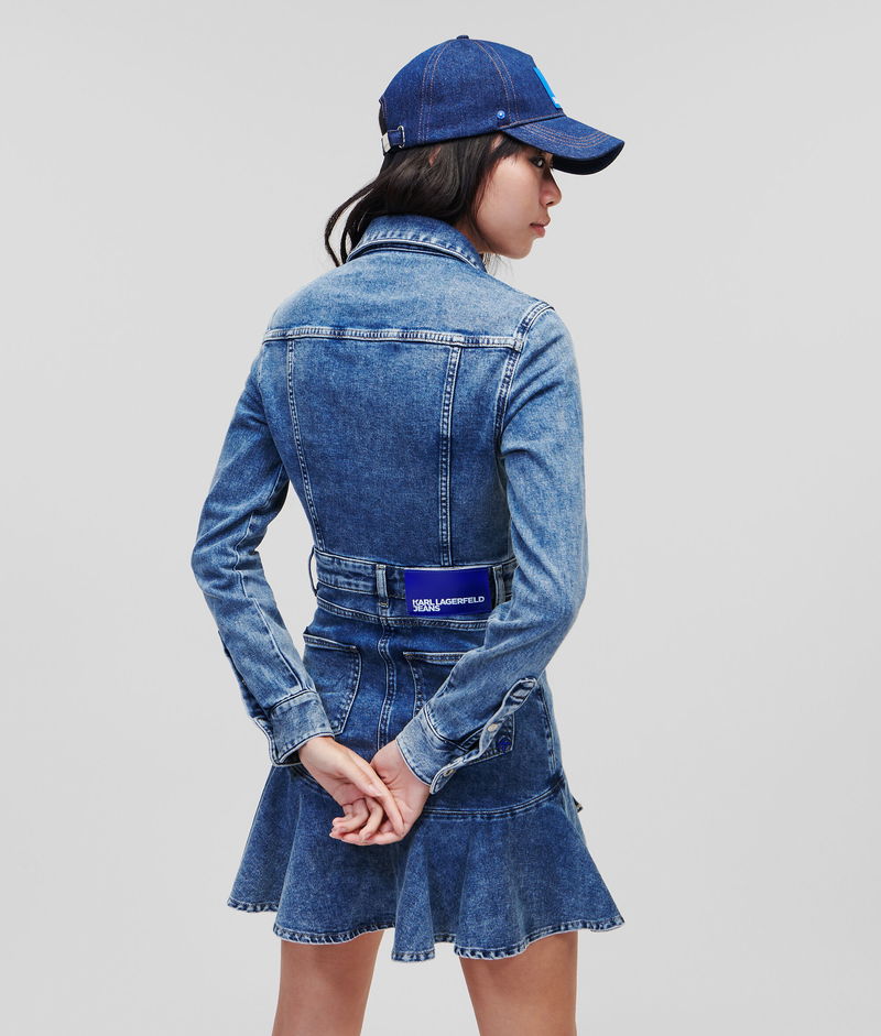 KARL LAGERFELD KLJ Ruffled Hem Denim Dress | endource