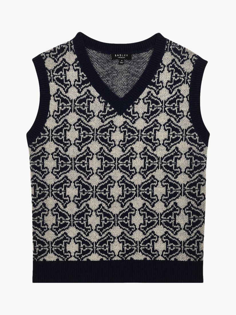 RADLEY Heirloom Jacquard Merino Wool Blend Vest in Navy/Grey