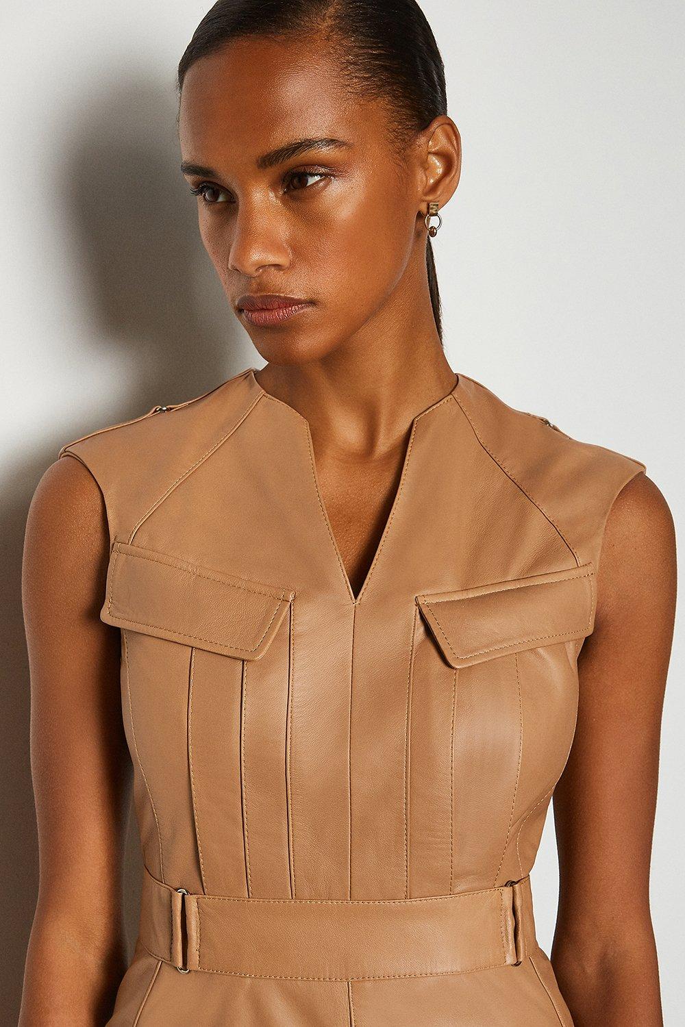 KAREN MILLEN Leather Pocket Detail Dress | endource