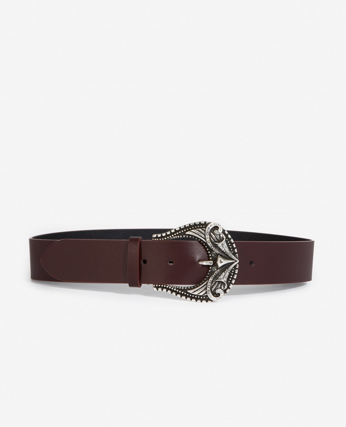 Lauren Ralph Lauren Crescent-Buckle Woven Leather Wide Belt
