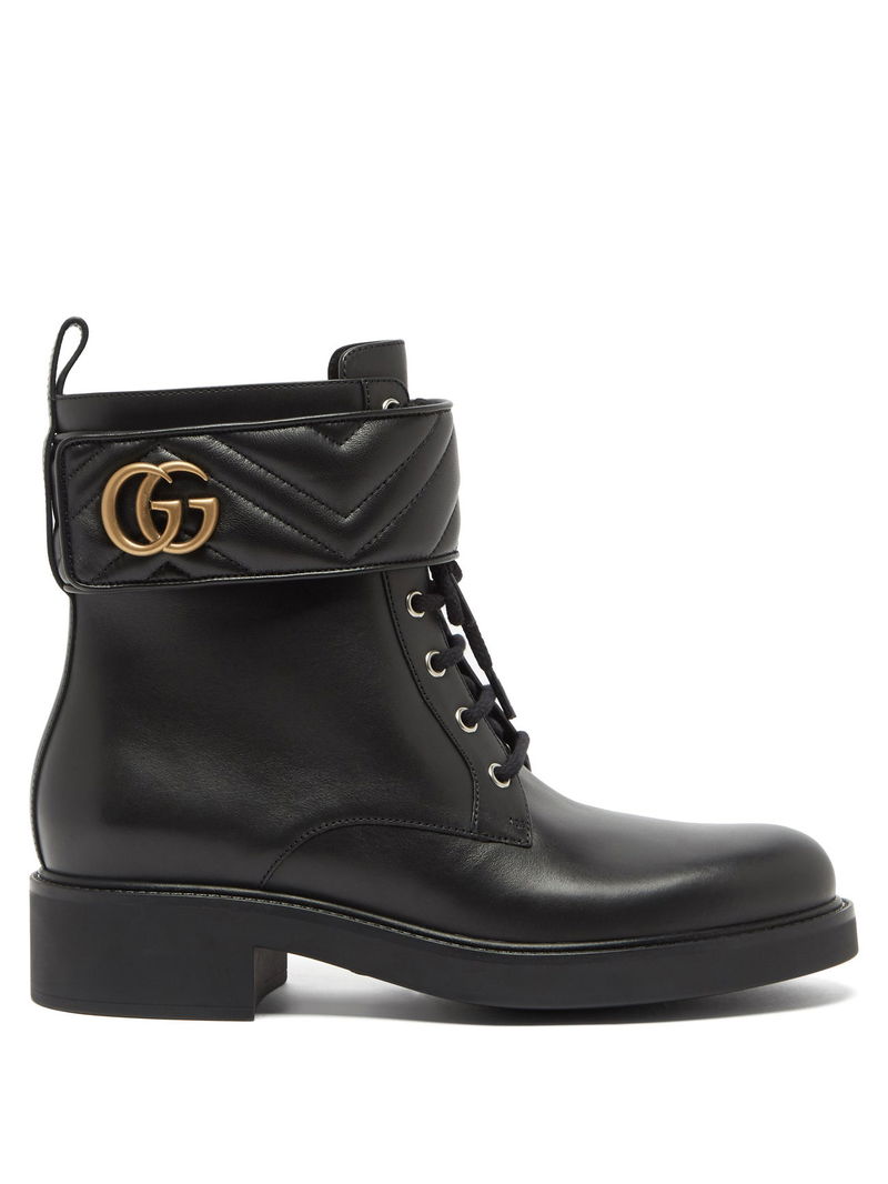 leather ankle boot with belt gucci