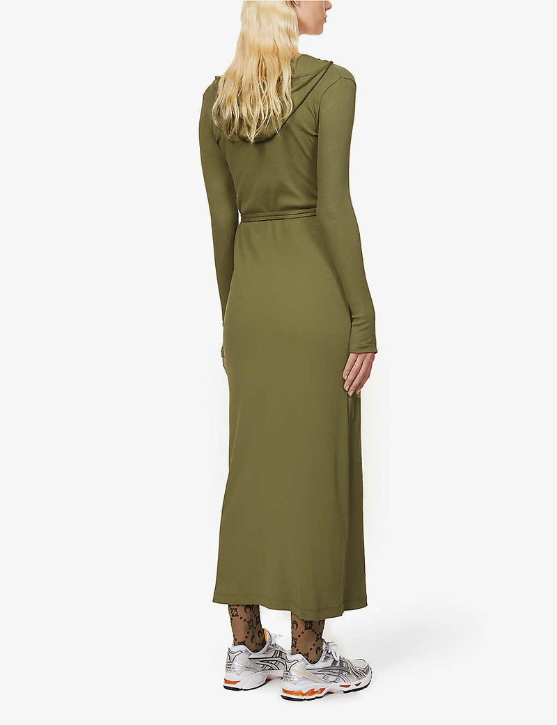 green emerald velvet dress Marine Serre Jersey Body Shelter Draped Dress