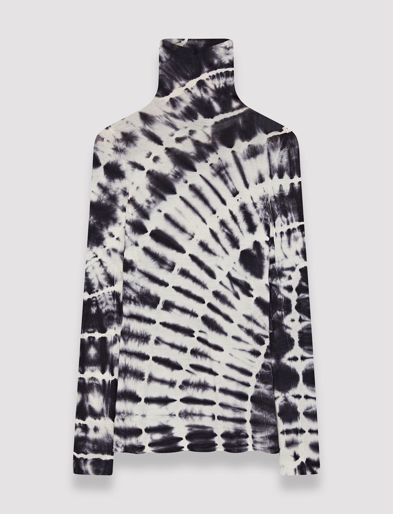 JOSEPH Tie Dye High Neck Top in Ivory/Black | endource