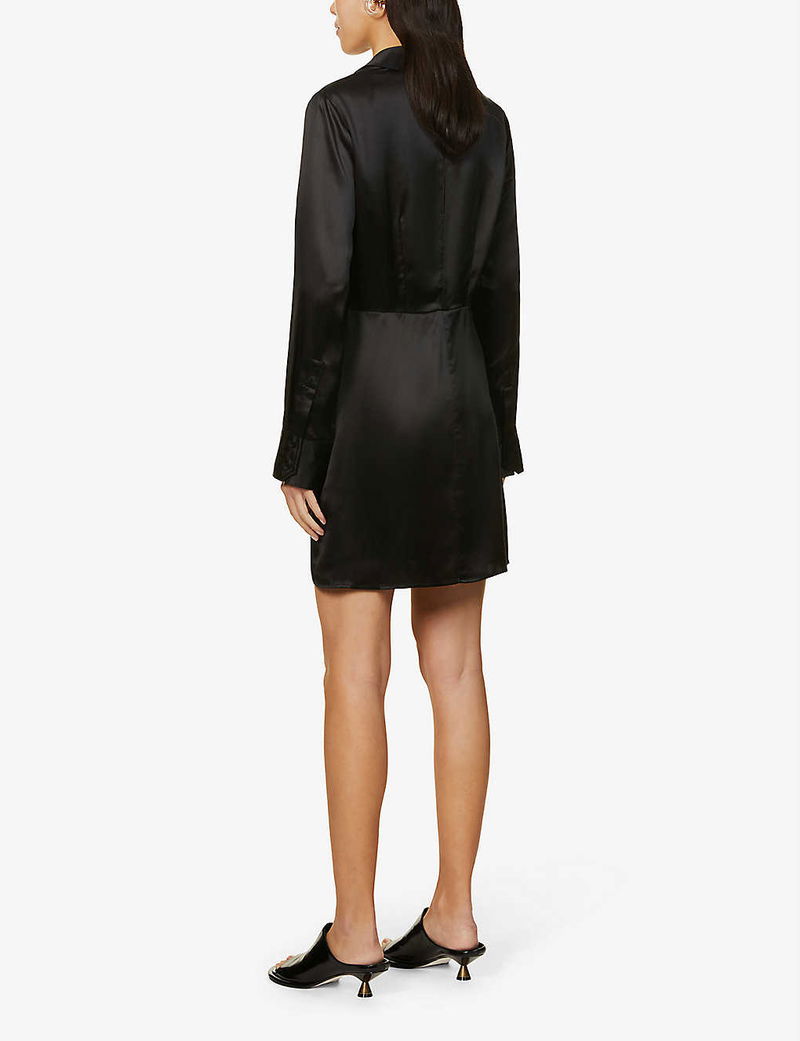REFORMATION Alaine Faux-Wrap Silk Mini Dress | endource