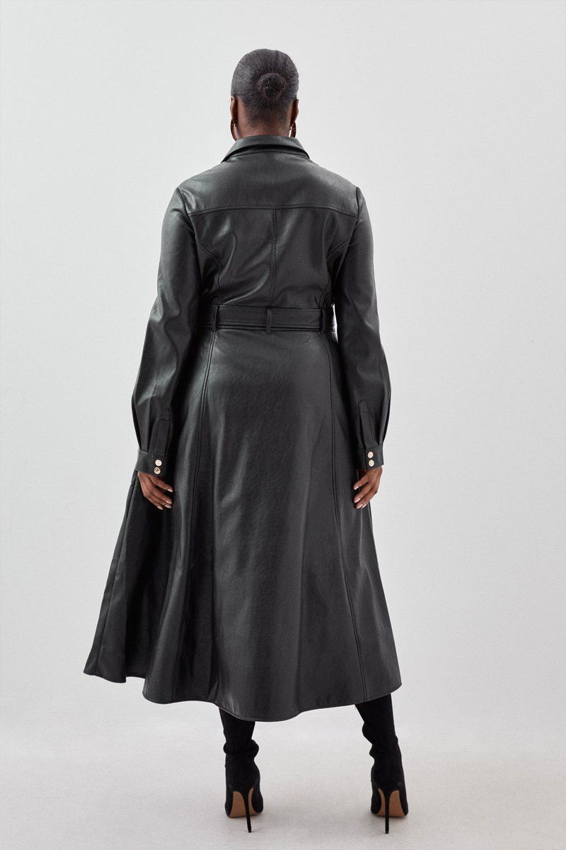 chinese dress ladies Faux Leather Puff Sleeve Shirtdress – Buxom Couture main image 1