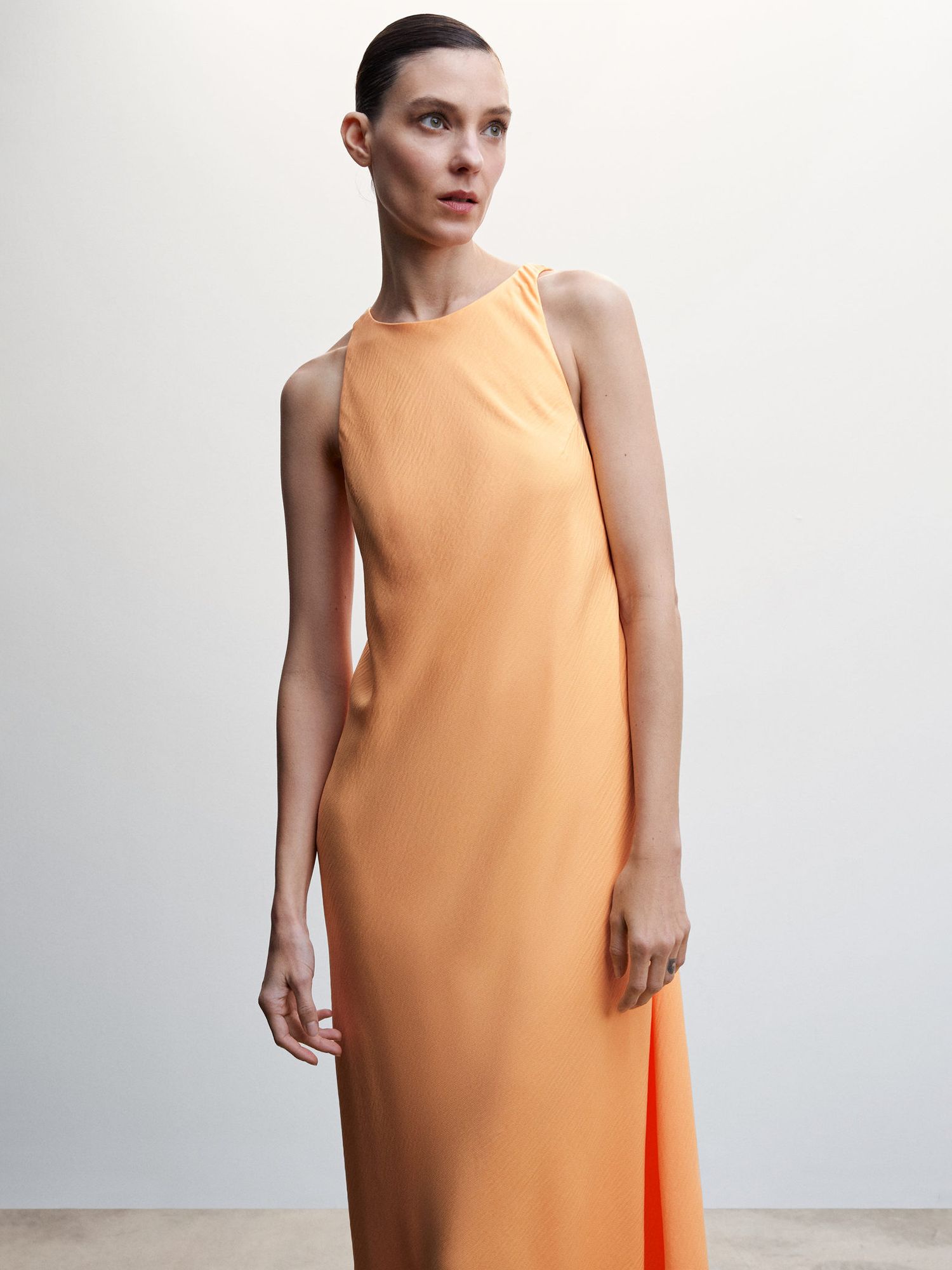 mango cut out back dress Mango eyelet gathered cinched waist a line dress with cut out back detail  in black