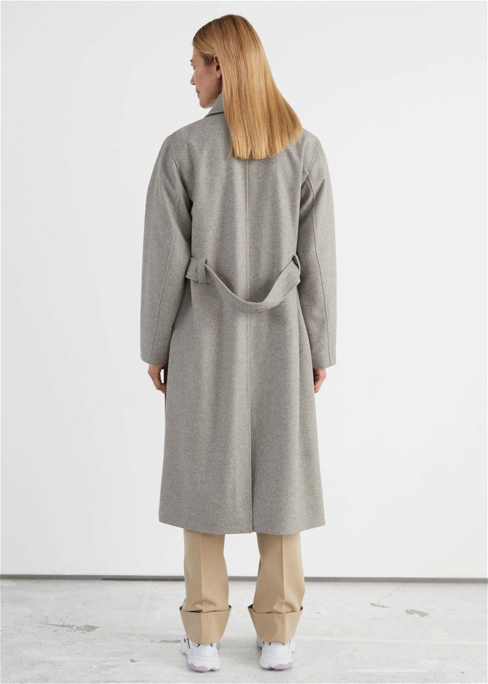 & OTHER STORIES Relaxed Wool Blend Trench Coat in Grey | Endource