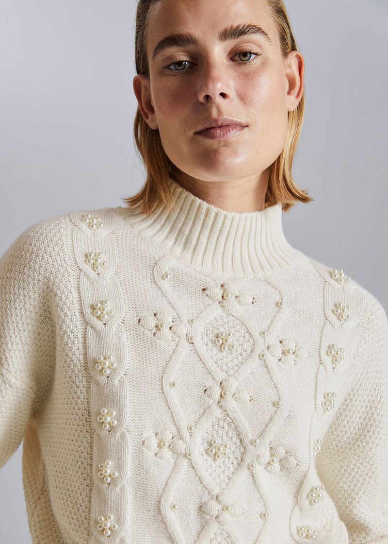OTHER STORIES Pearl Bead Cable Knit Jumper endource
