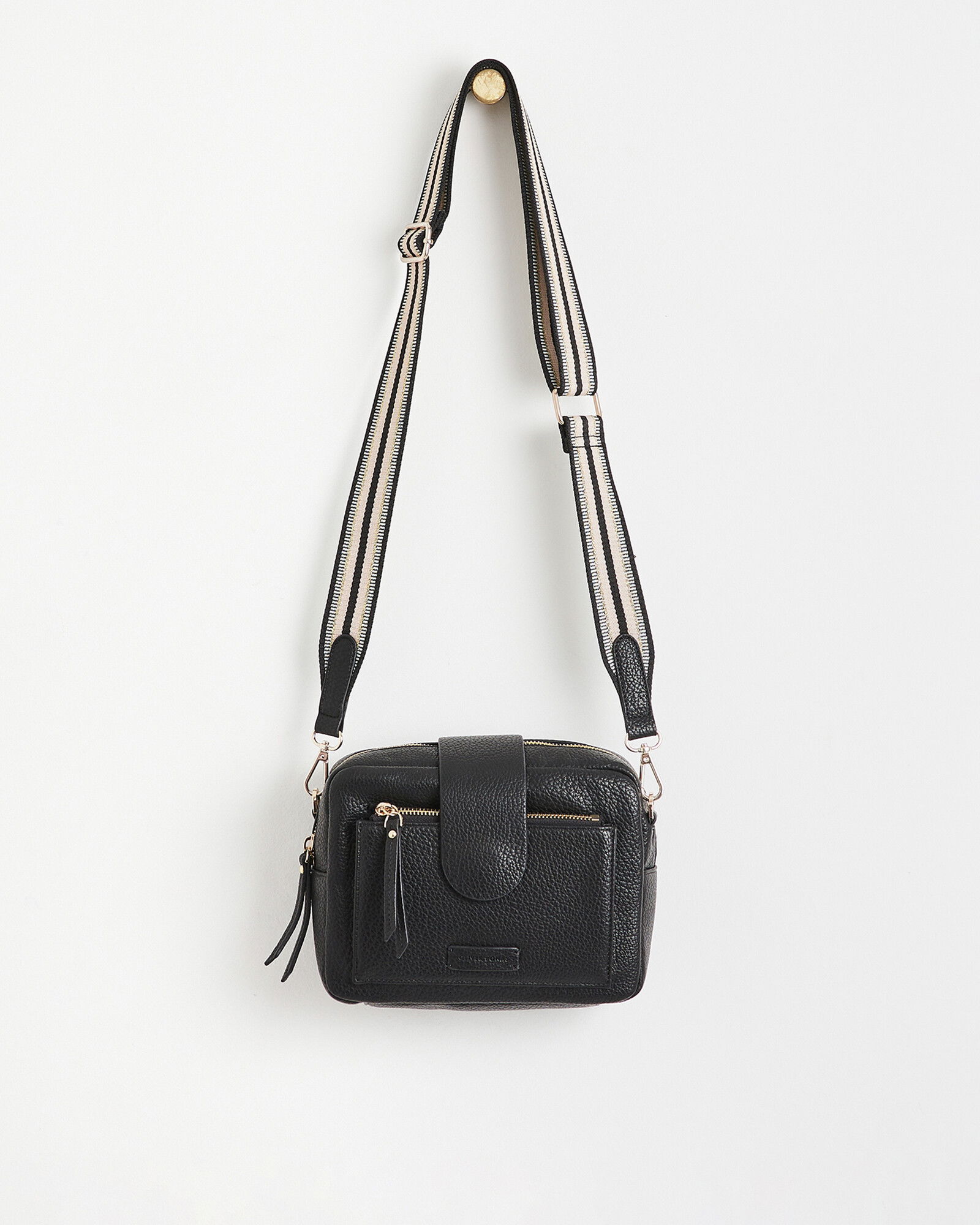 OLIVER BONAS Charlee Fold Over Crossbody Bag in Black Endource