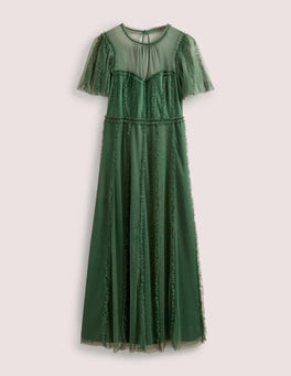 slim fit dress slacks Embroidered Tulle Party Dress-Black main image 0