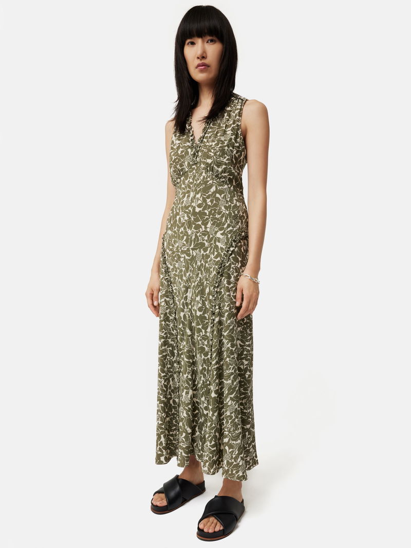green foliage sketch sleeveless maxi dress 70% off JIGSAW Shadow Leaf loop-ae-026