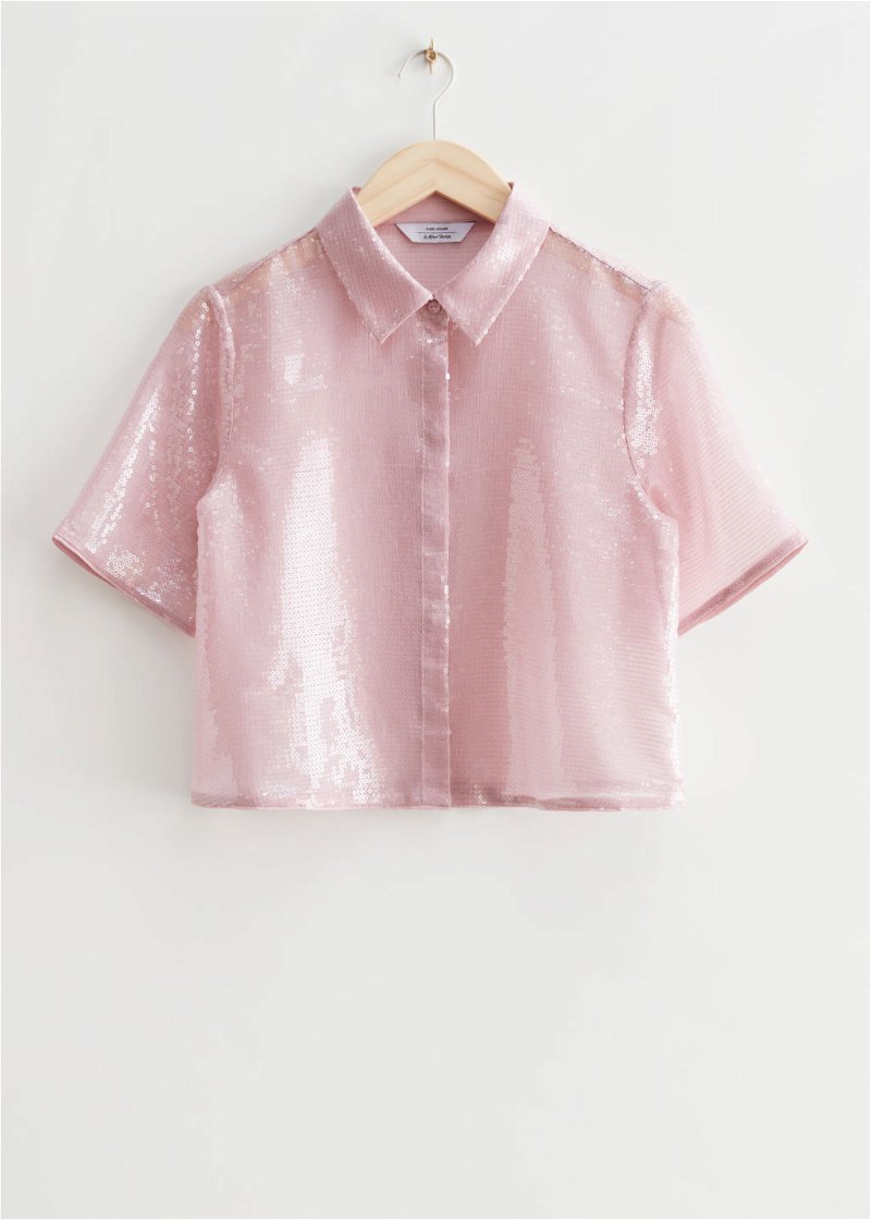  Other Stories sequin shirt in pink