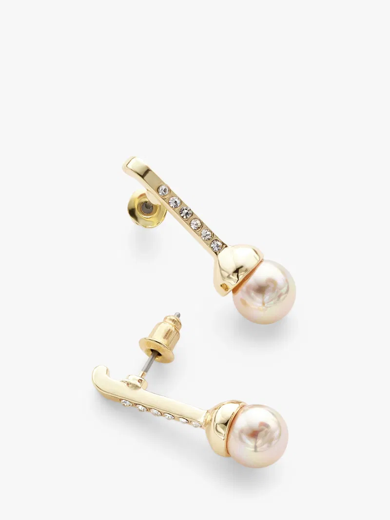 JOHN LEWIS Diamante Bar Faux Pearl Stud Earrings endource