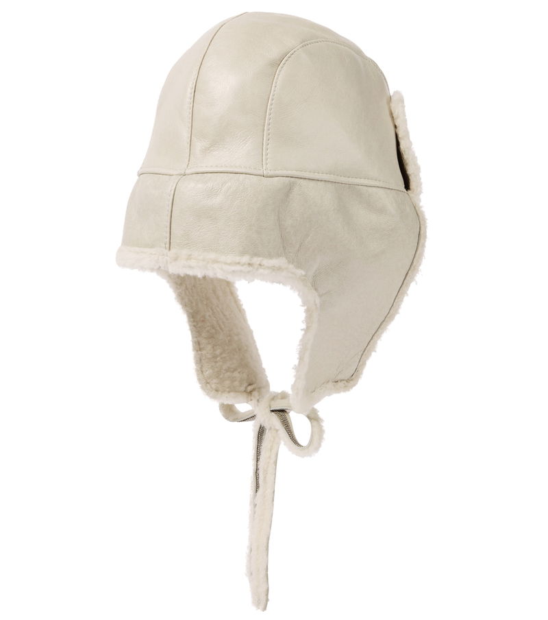 BRUNELLO Cuccinelli shearling hat size L new $2500.00 BRUNELLO CUCINELLI Shearling flat cap | NET-A-PORTER main image 3