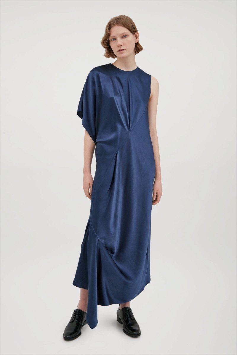 Silk Dress with Asymmetric Drape