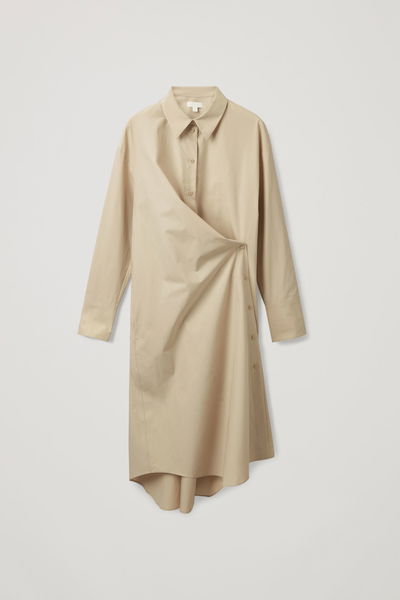 COS Wrap Shirt Dress in beige | Endource