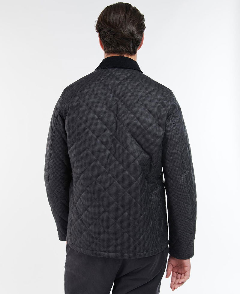 BARBOUR Checked Heron Quilted Jacket in Charcoal | endource