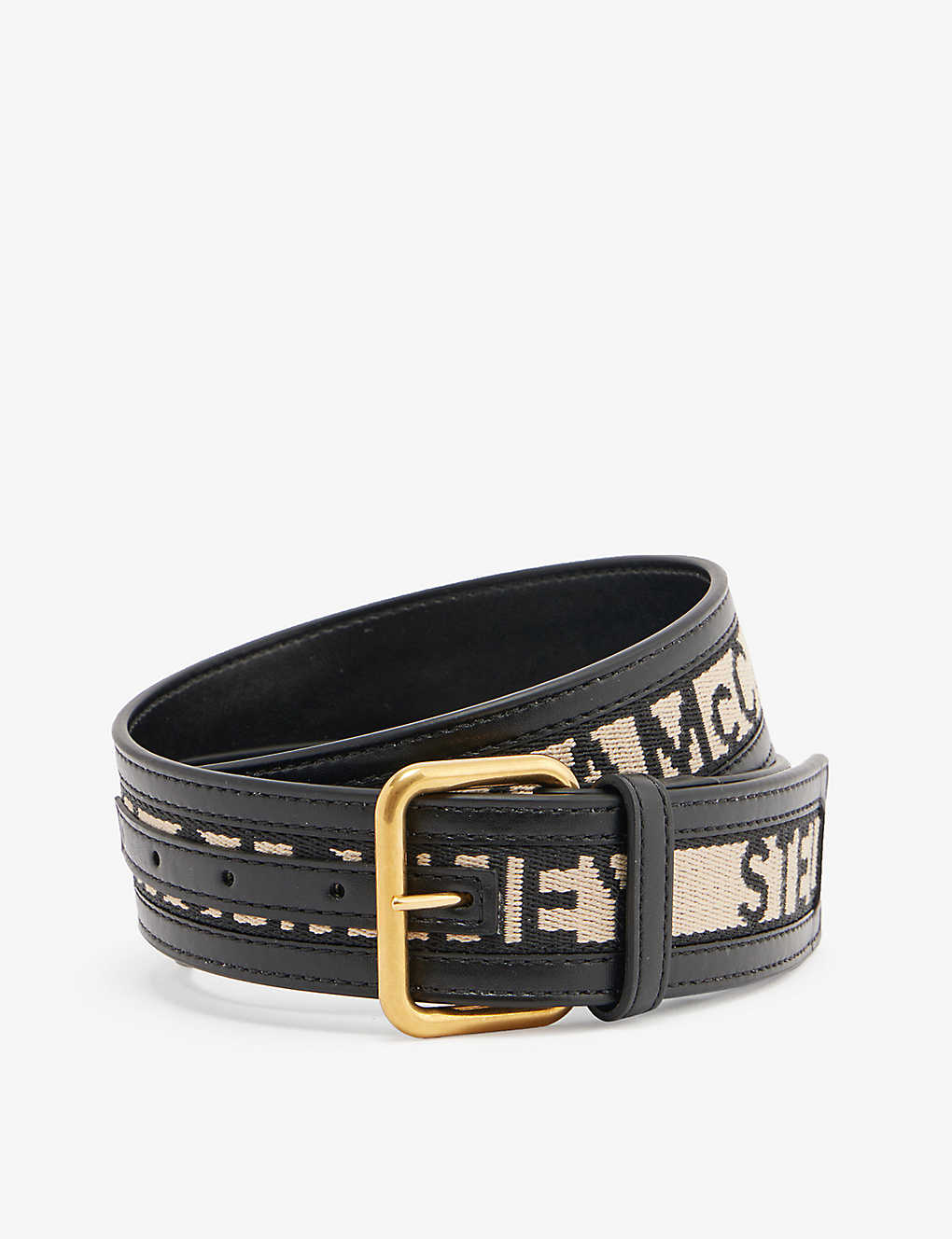 STELLA MCCARTNEY Logo-Print Woven And Faux-Leather Belt  display picture 1