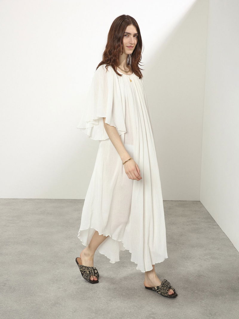 RAEY Angel-Sleeve Cotton Cheesecloth Dress | endource