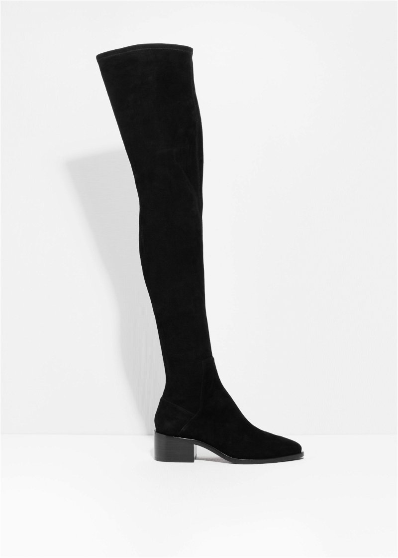  OTHER STORIES Suede Over The Knee Boots in Black
