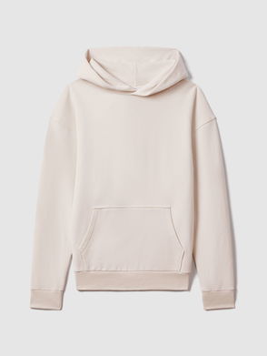 REISS James Slim Fit Interlock Drawstring Hoodie in Off White