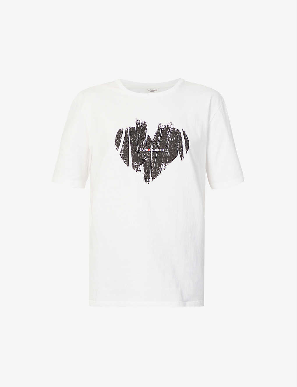 SAINT LAURENT Heart Brand-Print Cotton-Jersey T-Shirt endource