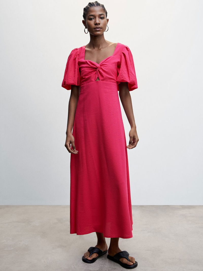 mango textured cotton blend dress Mango + Textured Cotton-Blend Dress