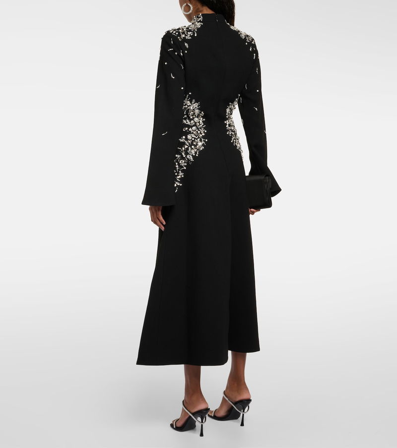 SIMKHAI Odetta Crystal-Embellished Midi Dress in Black | Endource