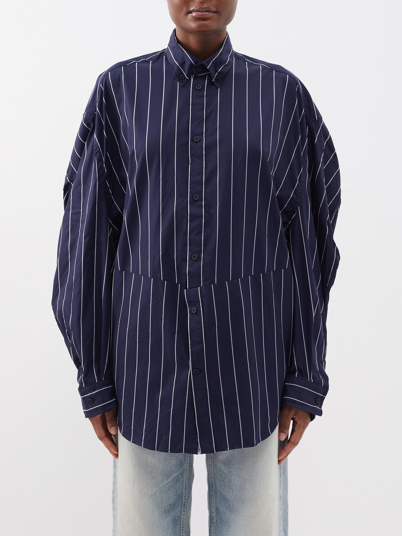 BALENCIAGA 18SS Think Big Striped Denim Shirt