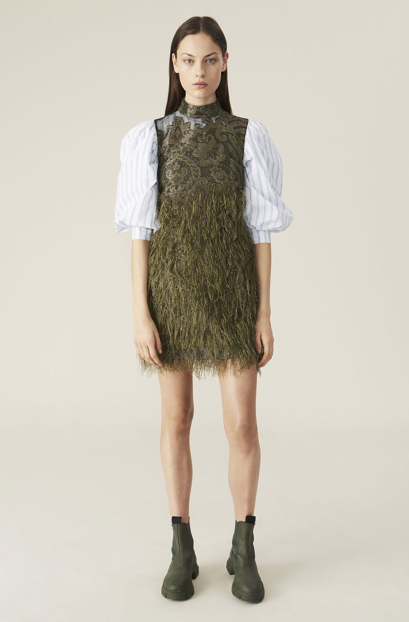 ganni feathery cotton dress GANNI Feathery Cotton Mini Dress