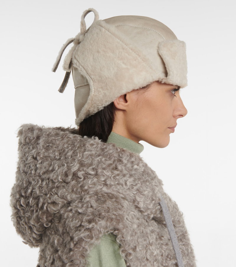 BRUNELLO Cuccinelli shearling hat size L new $2500.00 BRUNELLO CUCINELLI Shearling flat cap | NET-A-PORTER main image 4