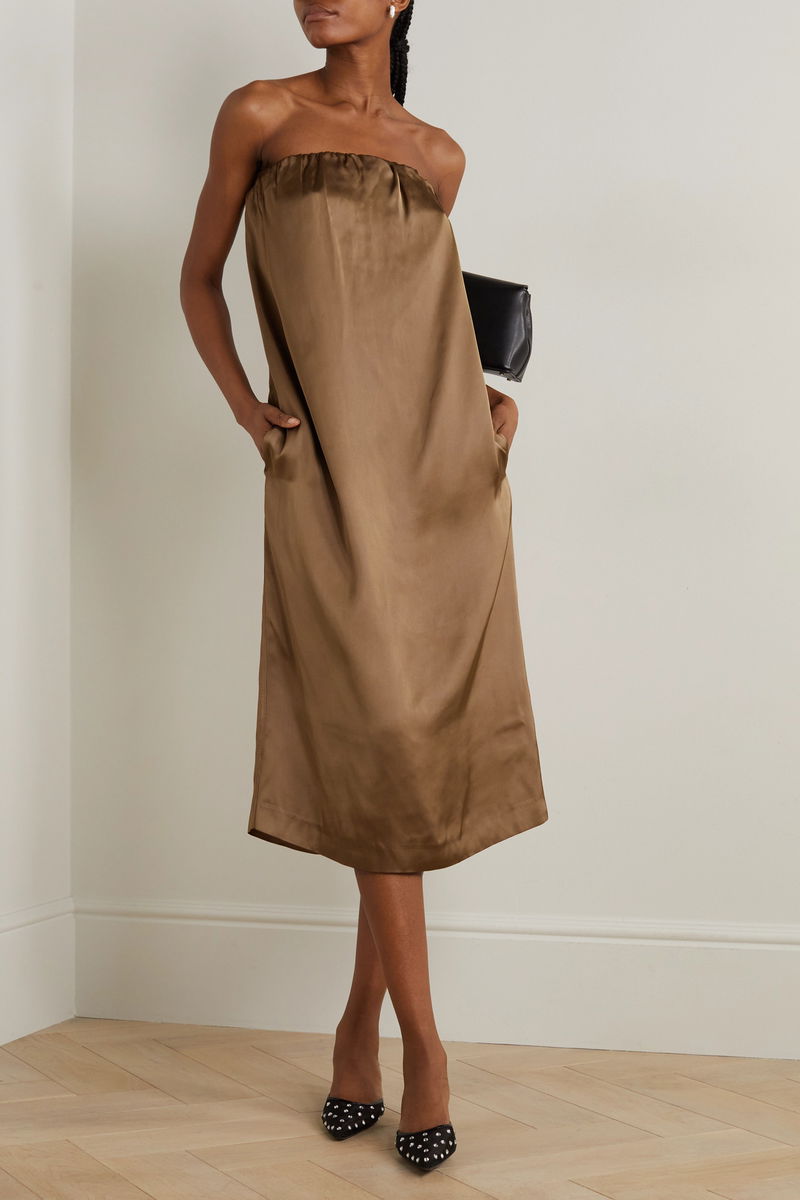 loulou satin dress Loulou de Saison Susan Twisted Satin Dress, Ivory, Women's, Large, Cocktail & Party Wedding Guest Dresses Satin & Silk Dresses