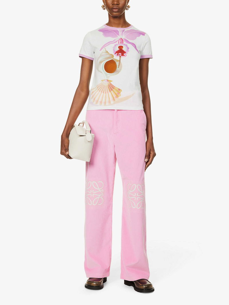 Anagram corduroy wide-leg pants in pink - Loewe