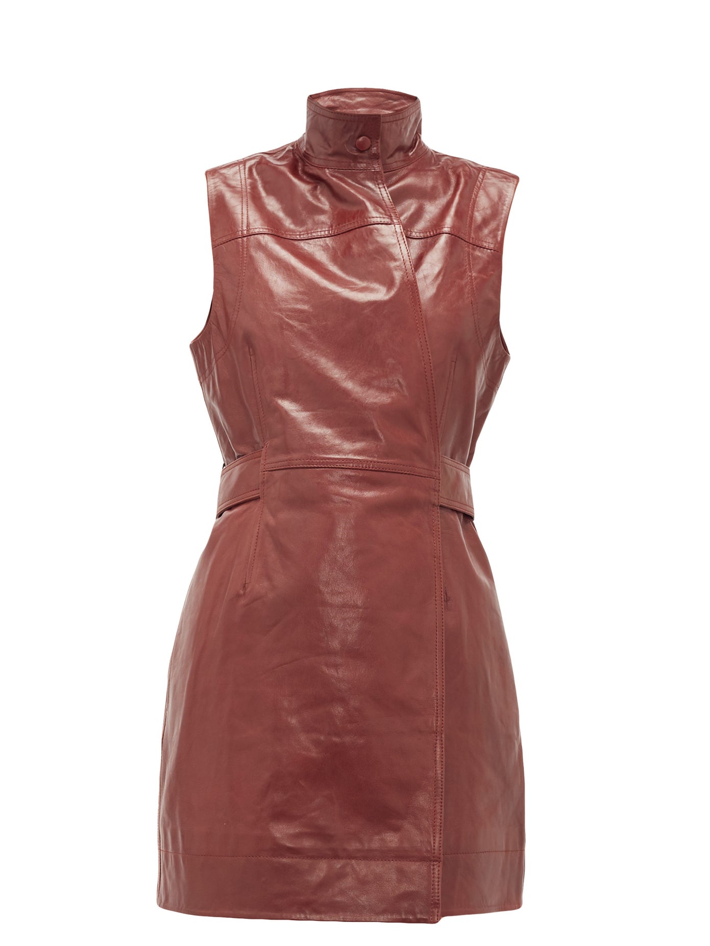 GANNI Sleeveless Leather Wrap Dress | endource