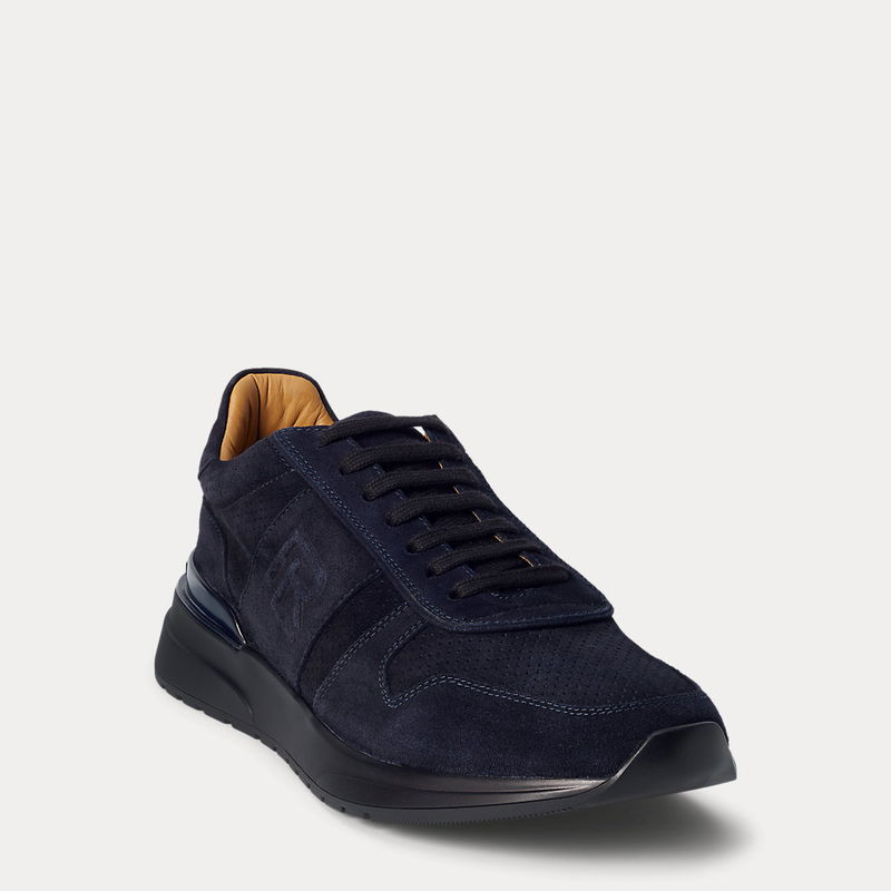 RALPH LAUREN PURPLE LABEL Ethan Calf-Suede Trainer | Endource