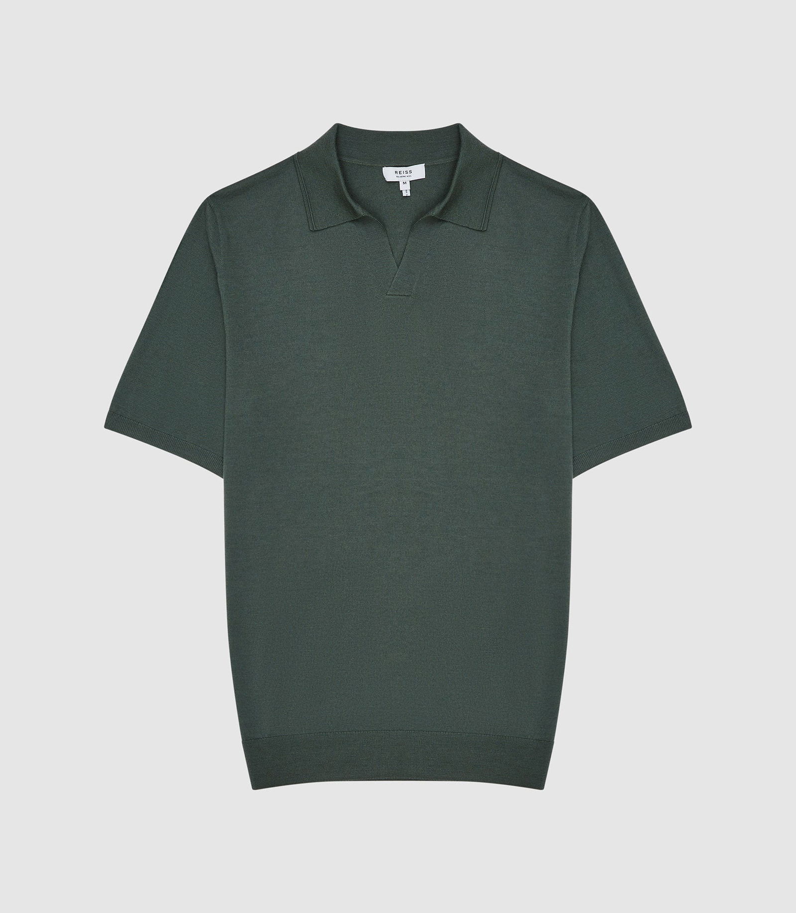 REISS Duchie Merino Wool Open Collar Polo Shirt | Endource