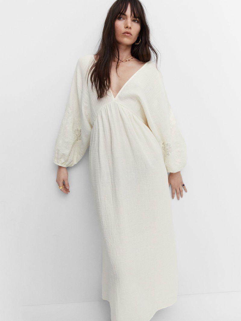 MANGO Haizea Embroidered Open Back Dress | endource