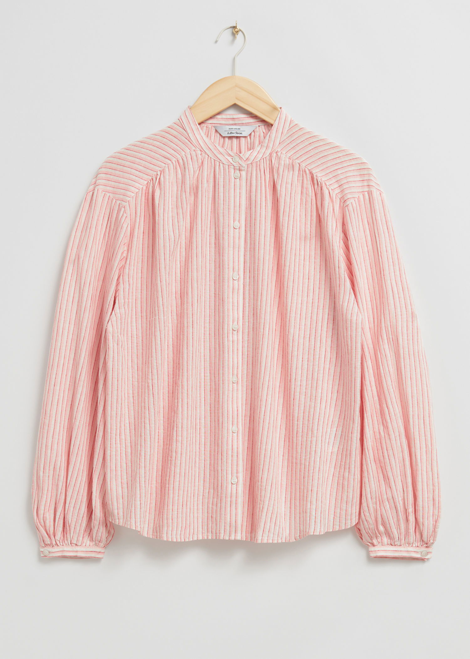 & OTHER STORIES Loose-Fit Cotton Blouse in White/Pink Striped 