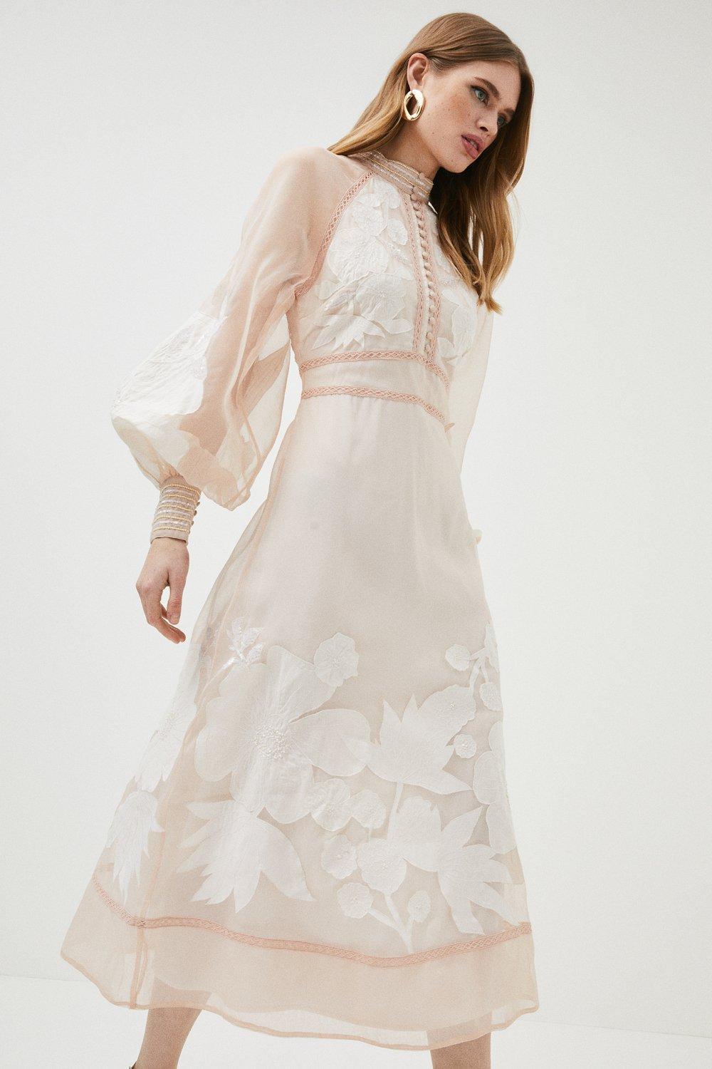 applique organdie buttoned woven maxi dress Buy Karen Millen Applique Organdie Buttoned Woven Maxi In Berry