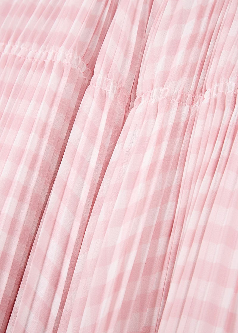 SELF-PORTRAIT Gingham Pliss Chiffon Midi Dress | endource SELF-PORTRAIT Gingham Pliss Chiffon Midi Dress | endource