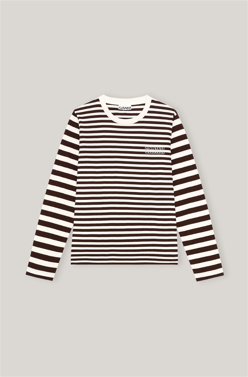 GANNI Striped organic cotton-jersey T-shirt