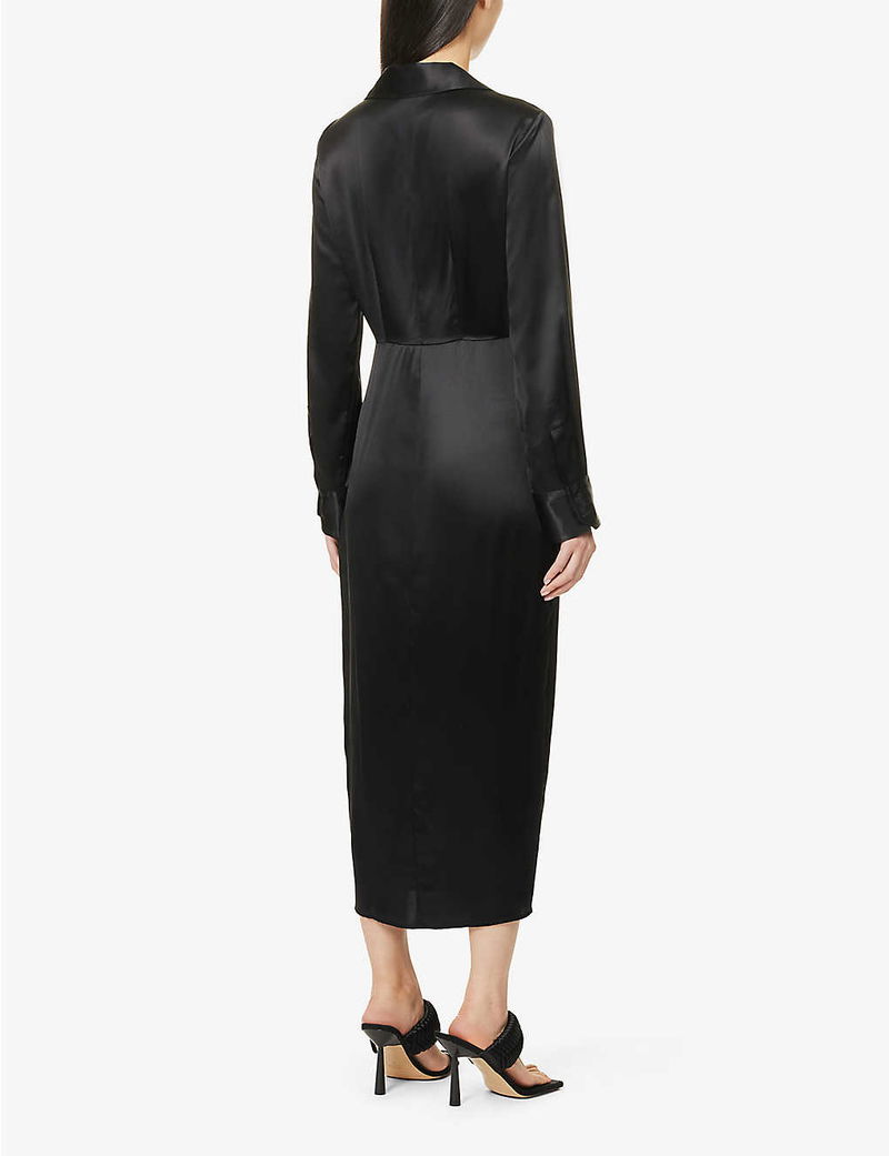 reformation lyon silk dress REFORMATION Lyon V-Neck Silk Midi Dress