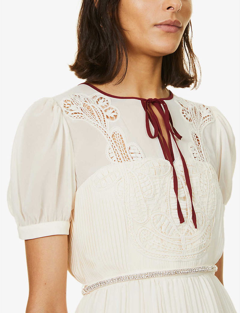 white christmas dresses Self-Portrait - Pink Boucle Chiffon Mini Dress main image 0