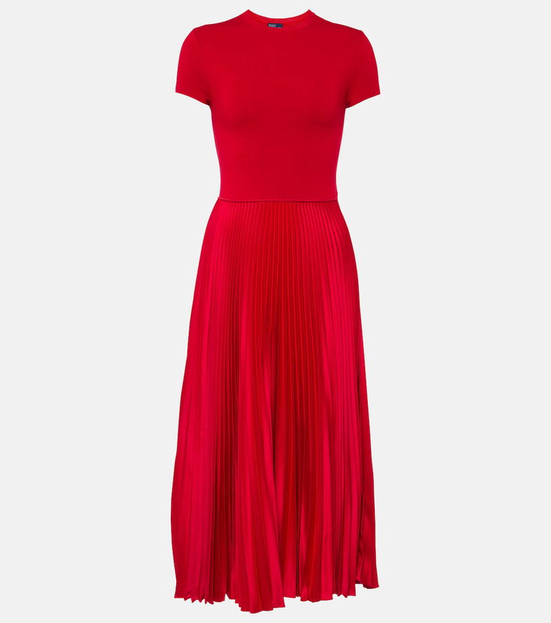POLO RALPH LAUREN Pleated Wool-Blend Midi Dress | endource