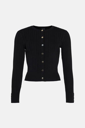 Black Sheer ribbed-knit cashmere cardigan, Raey