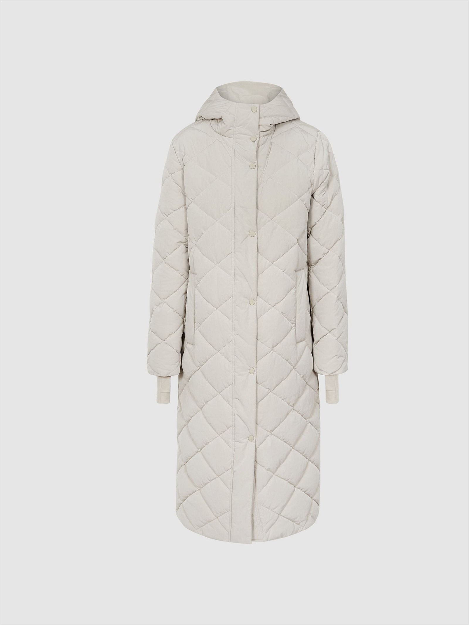 REISS Cami Quilted Puffer Coat in Stone | Endource