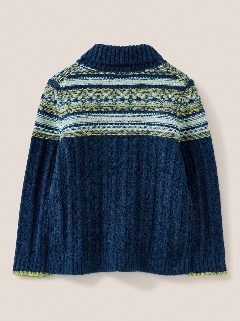 WHITE STUFF Kids' Fair Isle Shawl Neck Jumper endource