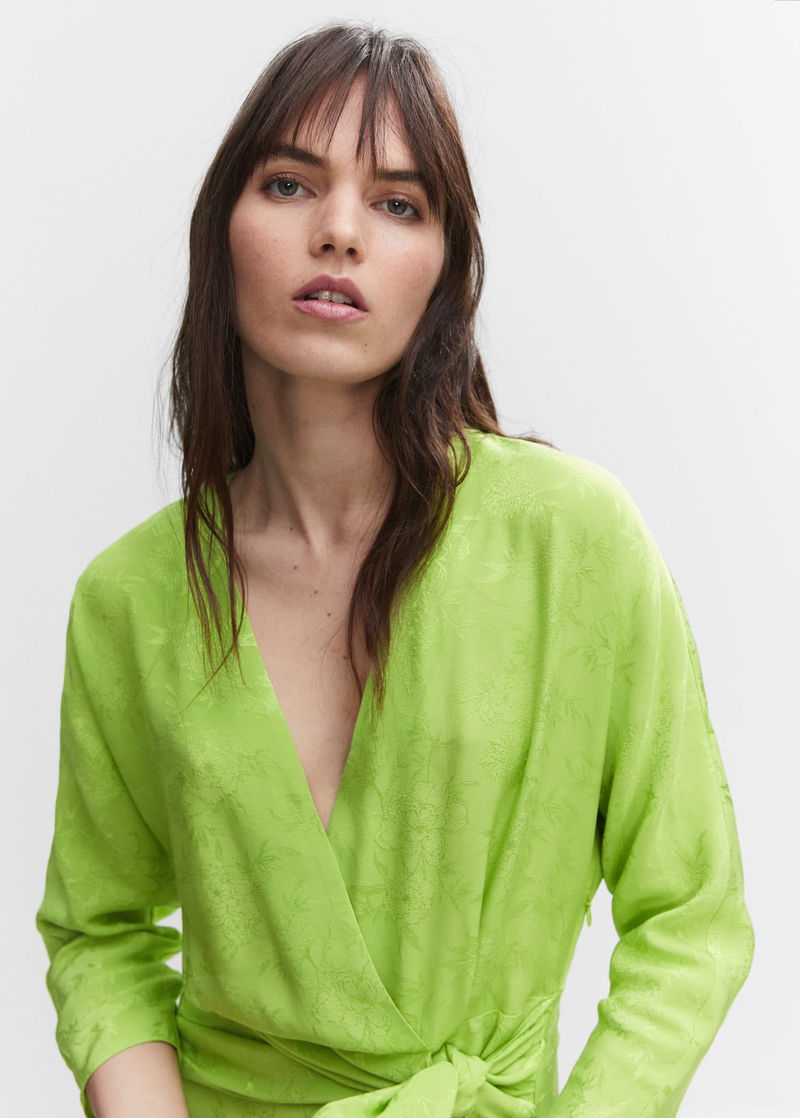 MANGO Fringed Jacquard Dress | endource